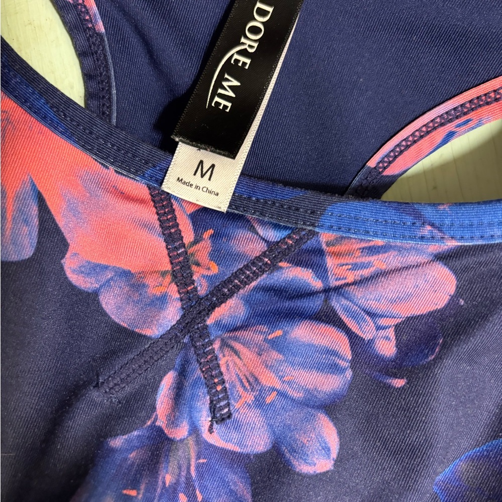 Adore Me Navy and Pink Floral Sports Bra - Picture 4 of 5